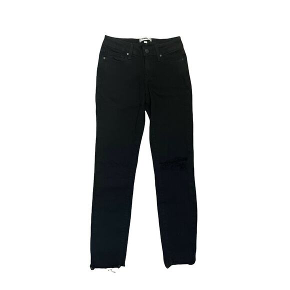 PAIGE Jeans Black Verdugo Crop Distressed Destroyed Women's size 25 - Picture 1 of 6